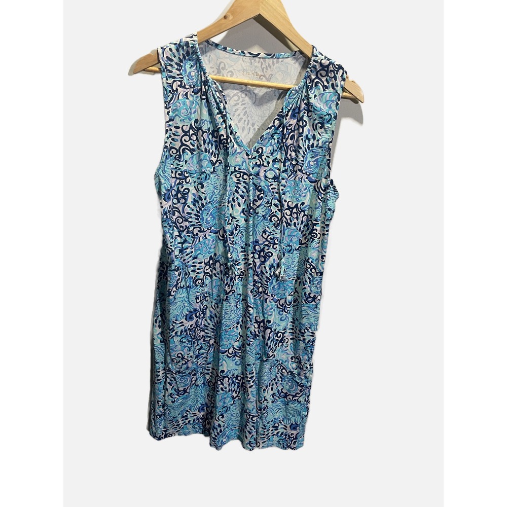 Lilly Pulitzer Shift Dress Womens Large Blue Paisley Sleeveless Resort Summer - Picture 3 of 5
